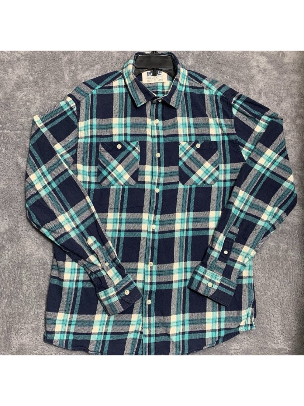 Urban Pipeline Vintage Flannel Button Shirt Mens Large Long Sleeve Green Plaid